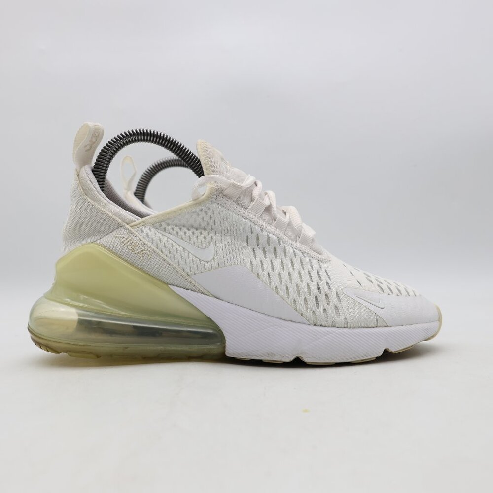 Nike Air Max 270 Youth 5 Women's 6.5 White Metallic Silver Sneakers 943345-103